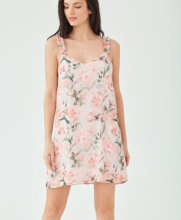 Rochie dame WR0102S Roz-print bujor