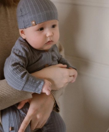 Set baby - salopeta, caciula WN1267 Albastru