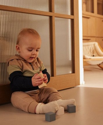 Costum baby - hanorac, pantaloni O56673-35 Bej-Gri