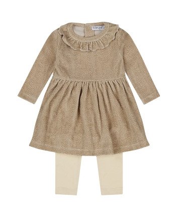 Set baby - rochie, pantaloni O56343-35 Bej-Gri