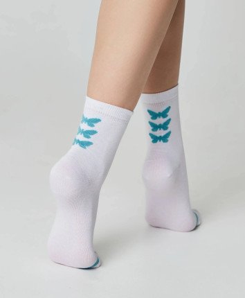 Sosete femei ESLI BASIC 21C-78 594 Alb-turcoaz