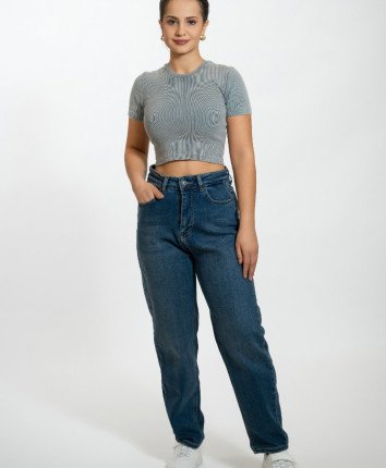 Pantaloni dame denim 52723 Albastru
