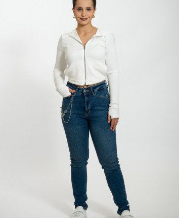 Pantaloni dame denim 50714 Albastru inchis