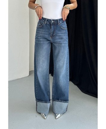 Pantaloni dame denim 52699 Albastru inchis