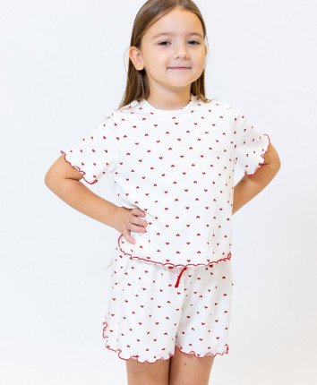 Pijama-sort fete TF23708 Ivory print inimi